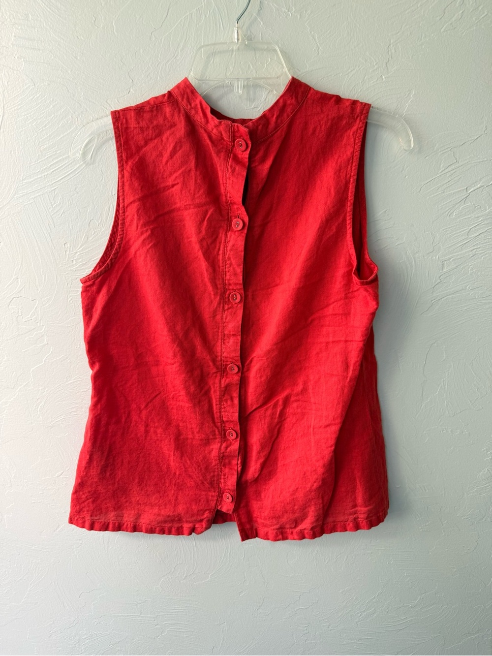 Banana Republic Red Sleeveless Linen Tank- Buttons down the back - Picture 2 of 4